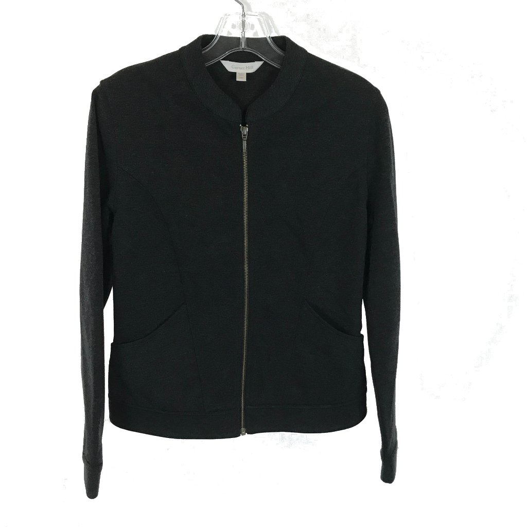 Nwot Womens Size Xs Garnet Hill Dark Gray Full Zip Lightweight Jacket